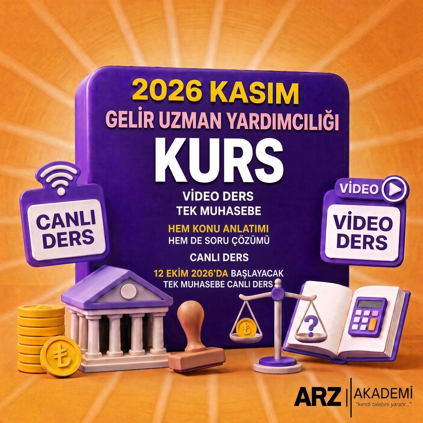 TEK MUHASEBE GELİR UZMAN YARDIMCILIĞI CANLI VE VİDEO DERS 2026 KASIM