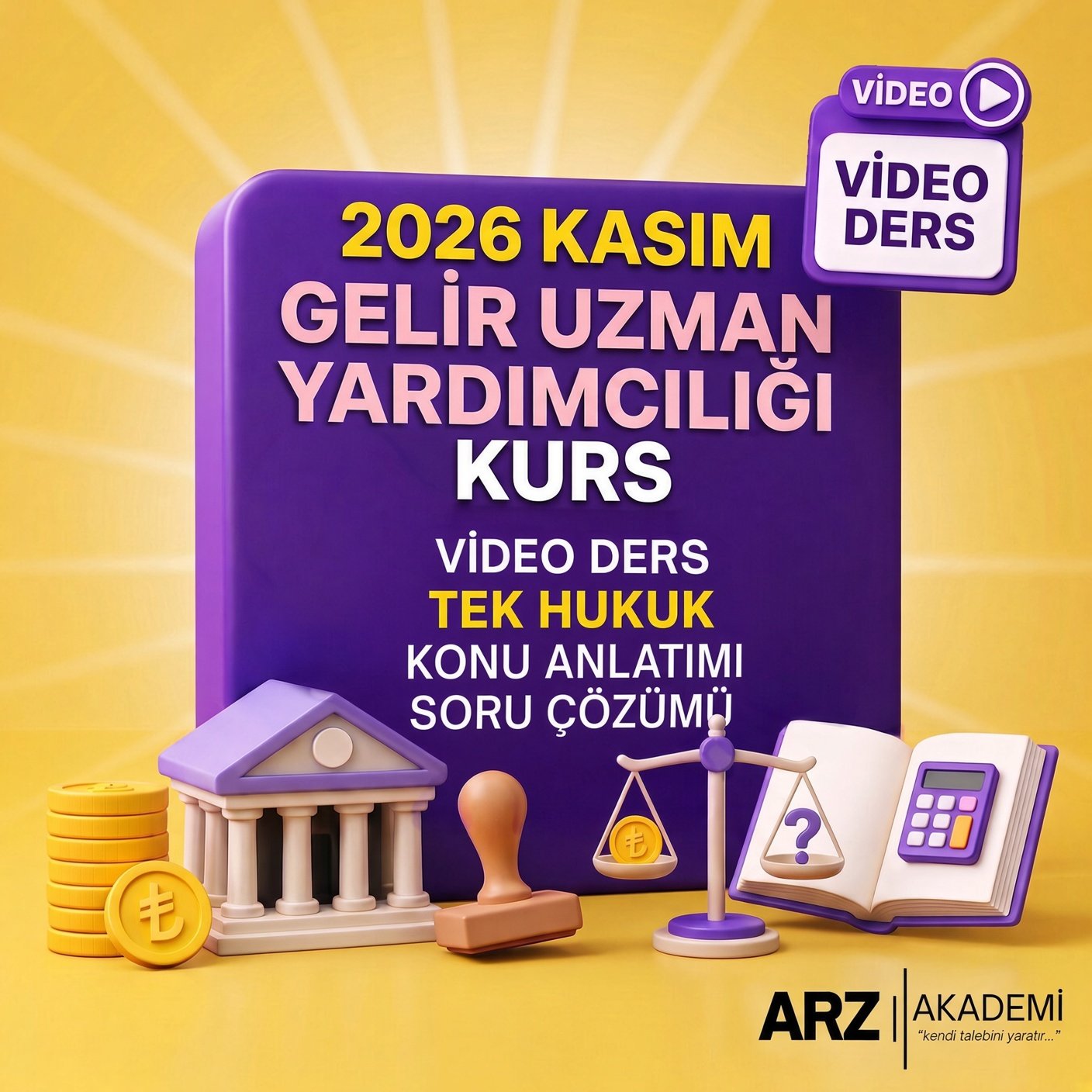 TEK HUKUK GELİR UZMAN YARDIMCILIĞI VİDEO DERS 2026 KASIM