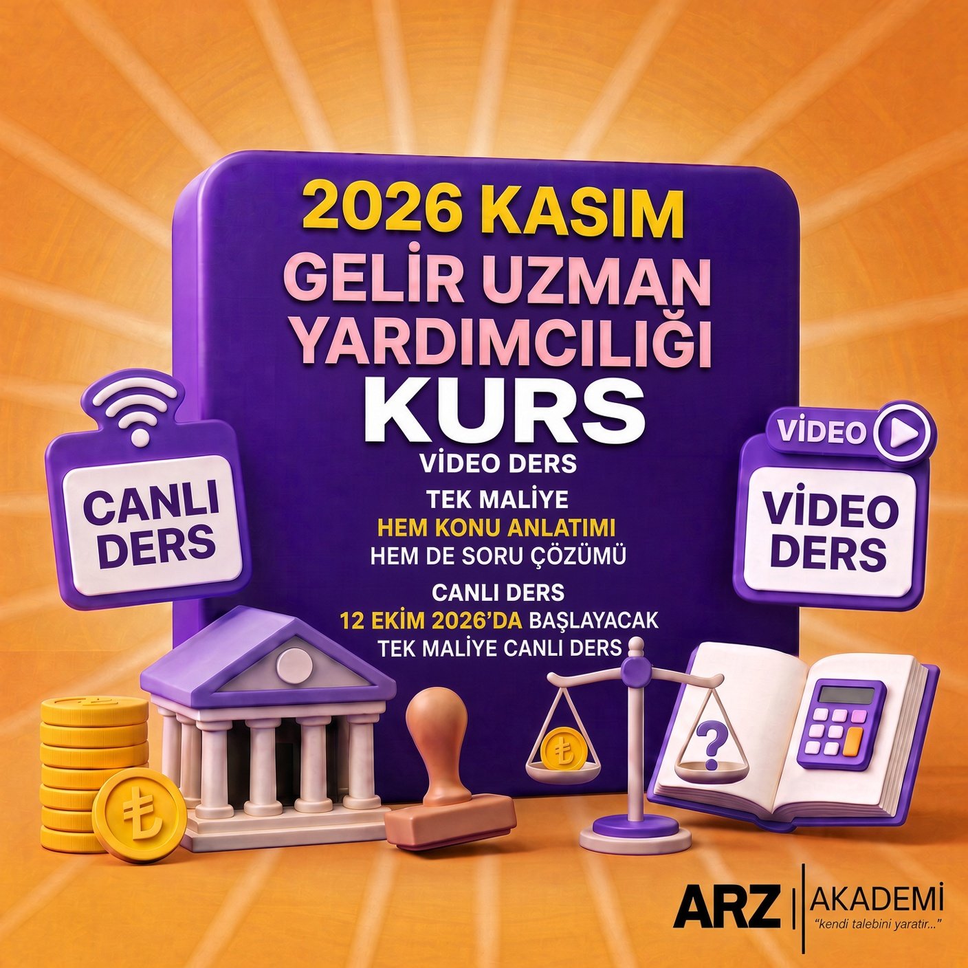 TEK MALİYE GELİR UZMAN YARDIMCILIĞI CANLI VE VİDEO DERS 2026 KASIM