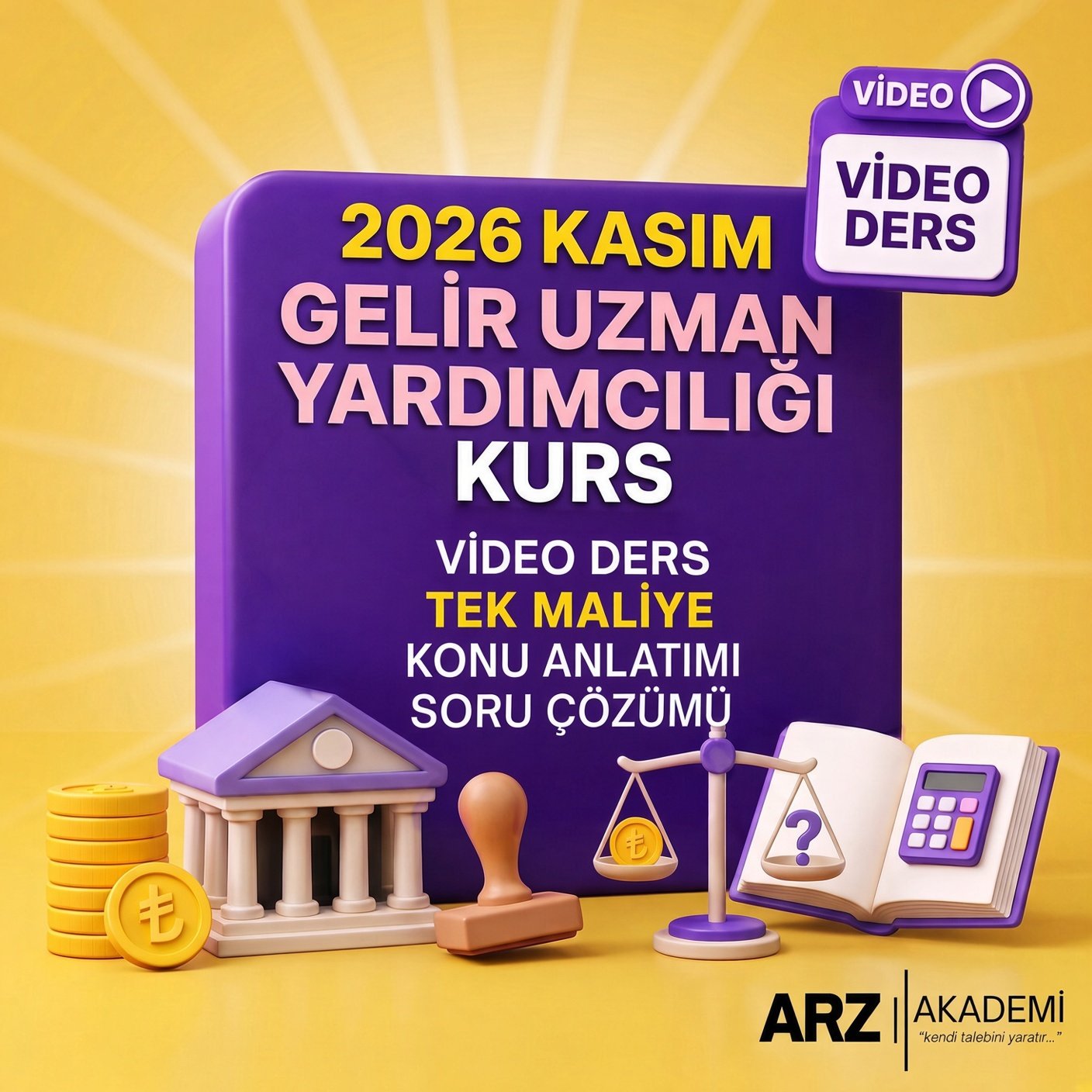 TEK MALİYE GELİR UZMAN YARDIMCILIĞI VİDEO DERS 2026 KASIM